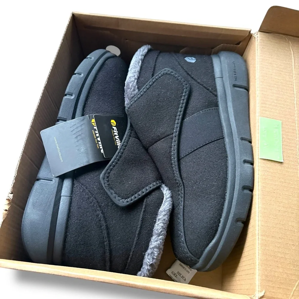 FitVille Womens Diabetic Recovery Winter Boots  Black Adjustable Strap‎ 9W